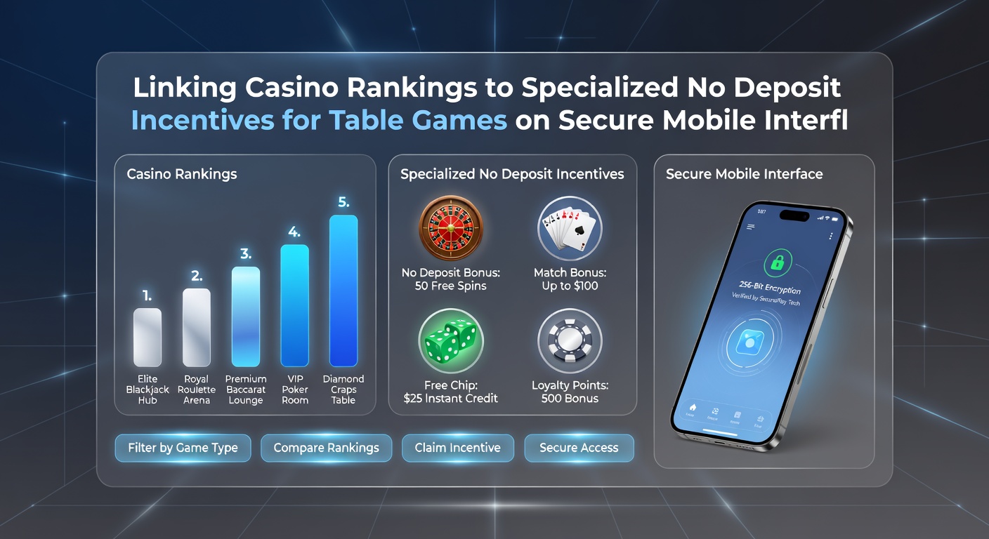 Secure mobile app dashboard displaying encrypted table game lobby with no deposit bonus notifications