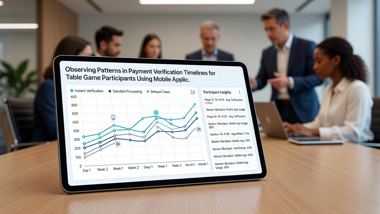 Analytics dashboard displaying payment verification timeline trends for mobile table game users